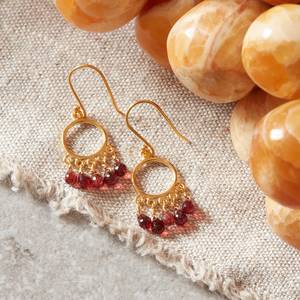 Pendientes de Aro de Plata de Ley 925 con Baño de Oro de 18K y Piedra de Granate Roja, Joyería Fina Vintage para Mujer, Regalo para Cumpleaños de Enero - Product Image 6