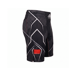 กางเกง MMA ยี่ห้อ Askar Wear รุ่น Ind สำหรับผู้ชาย ทรงเข้ารูป แห้งเร็ว พิมพ์ลายแบบ Sublimation สำหรับกีฬาต่อสู้แบบผสมผสาน สีดำลายแดง - Product Image 2
