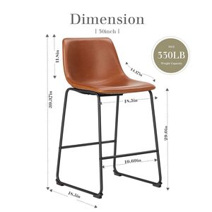 Juego de 2 Taburetes de Bar Modernos de Piel Sintética, 76 cm de Altura, con Patas de Metal y Reposapiés, Color Marrón Elegante, para Comedor y Isla de Cocina - Product Image 4