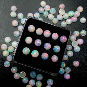 Lot de 13 cabochons ronds en opale blanche éthiopienne, pierres précieuses multicolores - Product Image 5