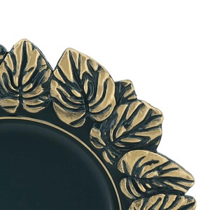 Premium <b>Black</b> Charger <b>Plate</b> With Gold Leaf Edge Design Suitable For Dining Table And Stylish Luxury Table Setting From India - Product Image 2