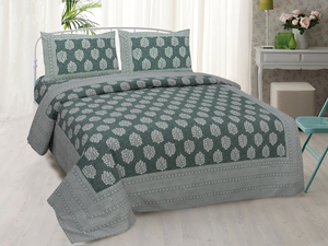Sábana Plana de Algodón Estampada de Jaipur, Tamaño Completo, Transpirable para Todas las Estaciones, Diseño Clásico con Motivos Vegetales, para Uso Doméstico - Product Image 1