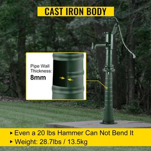 Pompa d'Acqua Manuale Antica in Ghisa con Supporto e Fori Preimpostati da 0,5 Pollici, Facile Installazione, Stile Retrò per Pozzi e Fosse - Product Image 3