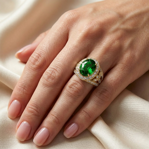 Bague de fiançailles et de mariage en or blanc massif 18 carats de haute qualité, sertie d'un diamant véritable de forme ovale, exagérée, pour femmes - Product Image 4