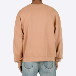 Sweat-shirt à col rond en coton tissé uni pour homme, coupe classique, manches longues, style streetwear décontracté, avec logo personnalisé, collection automne - Product Image 4