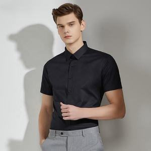 Camisa de manga corta para hombre, mezcla de poliéster y fibra de bambú, con botones, estilo casual de negocios, color sólido, para oficina, trabajo, verano. - Product Image 4