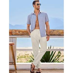 Pantalones de Playa de Verano de Algodón Personalizados para Hombre, Cintura Elástica con Cordón, Cremallera, Ligeros, Casuales, con Bolsillos, Personalizables - Product Image 6