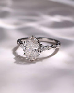 IGI/GIA Lab Grown Vintage 14k or blanc mariage/fiançailles unisexe bague coupe diamant anniversaire fête cadeau poire ovale coupe diamant - Product Image 3