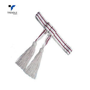 Trendle Cotton West Sash With Tassels <b>Red</b> And White Striped For <b>Costume</b> Accessory - Product Image 1