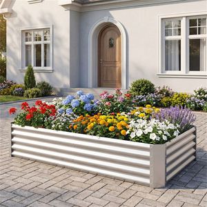 Galvanized Steel 6x3x1 Ft Raised Garden Bed Outdoor Planter Box for <b>Vegetables</b> Flowers Herbs-Flower <b>Pots</b> & Planters - Product Image 6