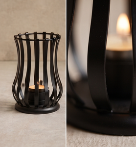 Portavelas de Alambre Metálico Negro Mate Moderno, Linterna Minimalista para Velas de Té, Centro de Mesa Decorativo para Hogar, Hotel, Bodas y Eventos - Product Image 5