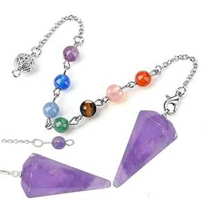 Péndulo de 7 Chakras Pulido, Cristal de Cuarzo para Sanación, Punto de Cristal para Adivinación, Piedra de Reiki para Sanación Energética, Feng Shui Ruhi - Product Image 1