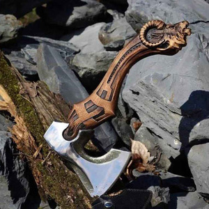 Hache tactique viking artisanale en acier à haute teneur en carbone à prix de gros, manche en bois, hache de camping en acier au carbone - Product Image 6