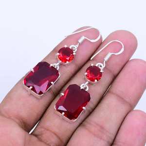 Pendientes colgantes de granate de Mozambique estilo bohemio, plata de ley 925, joyería hecha a mano, pendientes de piedras preciosas naturales para mujer - Product Image 2