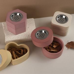 Ceramic Incense <b>Burner</b> Set Heart Hexagon Round Shapes Pink Beige Yellow Aromatherapy Sandalwood Use All Season Incense <b>Burner</b> - Product Image 1