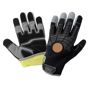 Premium <b>Synthetic</b> <b>Leather</b> Amara Palm Aramid Fiber Inner Liner Hot Rod Style Performance Mechanics Safety Gloves - Product Image 1
