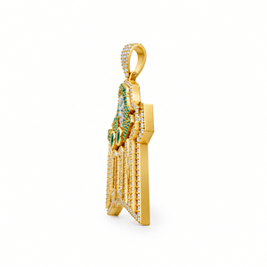จี้ดร.ดูม ทองคำ 14K ประดับเพชรทรงกลมเจียระไนแบบบริลเลียนท์ และอัญมณี จี้ห้อยคอสำหรับผู้ชาย สไตล์ฮิปฮอป - Product Image 4