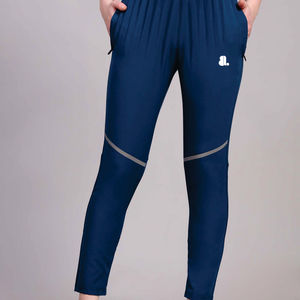 Women's <b>Blue</b> Knitted Ankle-Length Sport Pants With Pockets Quick Dry Elastic Waist Solid Color Regular Fit Spring Wear - Product Image 5