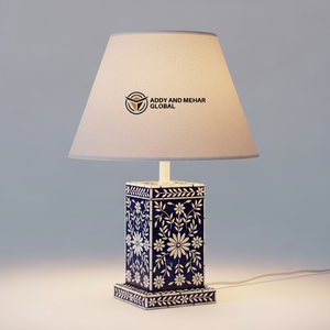 Lanterne de table artisanale en os incrusté avec motif floral, lampe de chevet de luxe en mosaïque, art indien traditionnel, décoration de bureau - Product Image 1