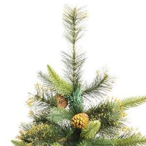 Albero di Natale Artificiale Verde Medio in PVC con Cerniere, Design Pieghevole - Product Image 4
