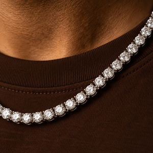 Chaîne tennis unisexe en diamants CZ de 3 mm, collier de joaillerie fine à superposition, en argent sterling, or et platine, avec diamants ronds brillants - Product Image 4