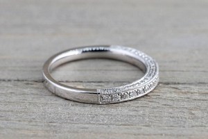 Half Eternity Band Round Cut Moissanite <b>Ring</b> Original 925 Sterling Silver <b>Statement</b> Wedding Band <b>for</b> <b>Womens</b> Fine Promise Gift - Product Image 4