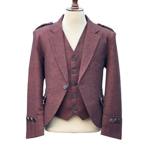 เสื้อแจ็คเก็ตทวีดสไตล์สก็อตสำหรับงานแต่งงาน ลายอาร์ไกล์ เสื้อแจ็คเก็ตและเสื้อกั๊กทวีดสำหรับผู้ชาย ผ้าขนสัตว์คุณภาพสูง ผลิตตามสั่ง - Product Image 1