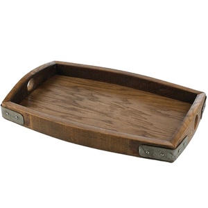 ถาดไม้แนวชนบทพร้อมที่จับโลหะถาดเสิร์ฟไม้สำหรับห้องครัวหรือห้องนั่งเล่น - Product Image 1
