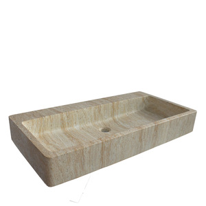 Évier rectangulaire en GFRC à poser sur le comptoir, poli, design moderne, résistant à l'eau et écologique pour salle de bain - Product Image 5