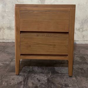 Cómoda Mini de Teca Escandinava con Dos Cajones, Patas Cónicas, Mueble Compacto para Dormitorio de Resort, Villa u Hotel, Suministro por Contrato - Product Image 3