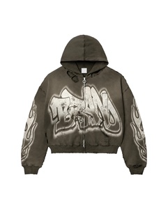 Sudadera con capucha vintage desgastada con cremallera para hombre, 100% algodón polar, estilo oversize, ropa de calle, prendas de moda, sudaderas personalizadas - Product Image 2