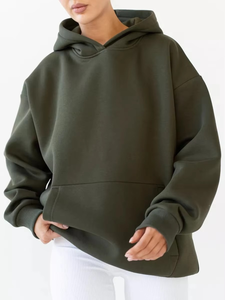 Sweat-shirts à capuche courts en molleton de coton personnalisés de haute qualité, brodés, pour femmes, avec impression en relief. - Product Image 2