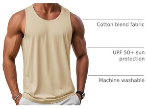 Men's Solid Color Sleeveless Tank Top O-Neck Quick Dry Knitted Polyester Muscle <b>Vest</b> Casual Wear - Product Image 6