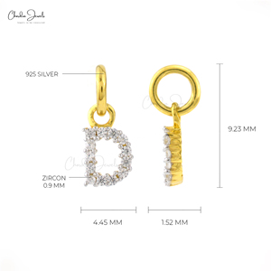 จี้ตัวอักษร D เงินแท้ 925 คุณภาพสูง ประดับเพชรซิคอนสีขาวธรรมชาติ ชุบโรเดียม ผลิตโดยผู้ผลิตชั้นนำจากอินเดีย - Product Image 2