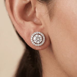 Lab Grown Diamond Round <b>Halo</b> Stud <b>Earrings</b> White Gold Classic Solitaire Sparkling Luxury Fine Jewelry Gift For Women - Product Image 4