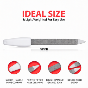 Diamond Nail <b>File</b> 5 Inch Double Sided <b>Metal</b> Nail <b>File</b> Buffer Stainless Steel Professional Nail Shaping Manicure Tool - Product Image 2