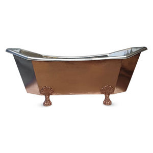 Bañera independiente de cobre pulido brillante de diseño moderno, hecha a mano, tipo barco, para hoteles y baños domésticos. - Product Image 3