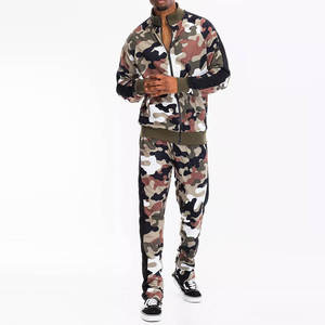 Men Camouflage Tracksuit Full Zipper Stand Collar Casual Autumn Wear Polyester Cotton <b>Blend</b> Regular Fit Side Pockets - Product Image 1