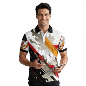 Custom Men Sublimation Polo <b>Shirt</b> for Coaches, Black Collar Sports Team Uniform Jersey with Abstract <b>Camouflage</b> Print - Product Image 2