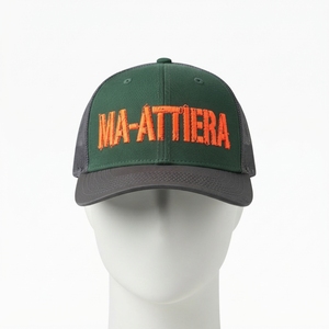 Casquette de camionneur verte pour homme avec logo brodé orange personnalisé, dos en maille, casquette de baseball ajustable, streetwear - Product Image 3