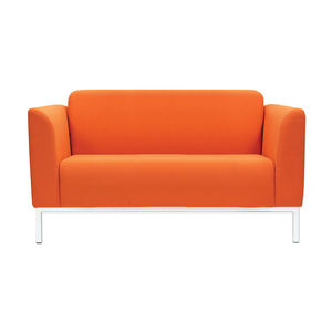 Canapé de bureau moderne en tissu orange 2 places avec pieds en métal, design contemporain, mobilier commercial confortable - Product Image 2