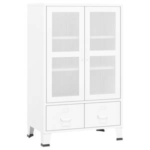 Coffre de rangement rectangulaire moyen en métal blanc pour salon, élégante armoire en bois - Product Image 2