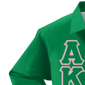 Chaqueta Verde con Letras Griegas Bordadas, Chaqueta Casual de Manga Larga con Botones para Mujer - Product Image 3