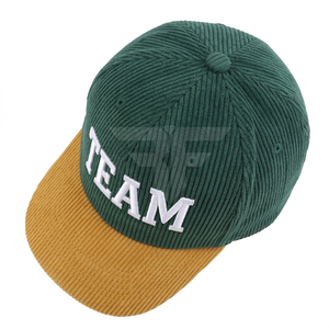 Gorra de béisbol de pana de perfil bajo sin estructura de 5 paneles, bicolor, vintage, con letras bordadas personalizadas, estilo retro del fabricante - Product Image 1