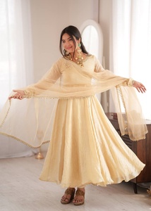 Women's Anarkali Gown Set With <b>Mirror</b> Work For Traditional Indian Pakistani Wedding Wear From Samp Corporation - Product Image 2