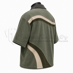 Camisa Personalizada para Hombre con Cierre de Cremallera, Manga Corta, Holgada, Informal, Transpirable, Ecológica, 100% Algodón Orgánico, Tela Twill - Product Image 4