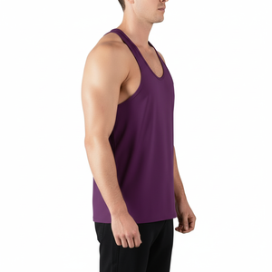 Camiseta sin mangas para hombre, estilo racerback, para gimnasio, fitness, entrenamiento, transpirable, para culturismo, con logo personalizado, venta al por mayor - Product Image 3