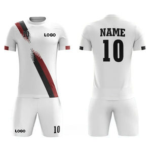 Ensemble de maillots et shorts de football personnalisés OEM ODM, imprimé géométrique, col en V, manches courtes, évacuation de l'humidité, unisexe adulte, toutes saisons - Product Image 3