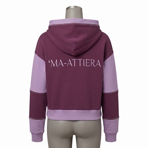 Women Purple Fleece Hoodie Pullover With <b>Lilac</b> Contrast Sleeves Custom Streetwear Sweatshirt Fashion Wholesale Clothing - Product Image 4