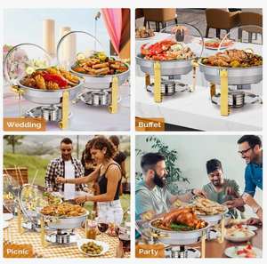 Recipiente para calentar comida tipo buffet, redondo, de acero inoxidable, de 7Qt, profesional, al mejor precio - Product Image 5